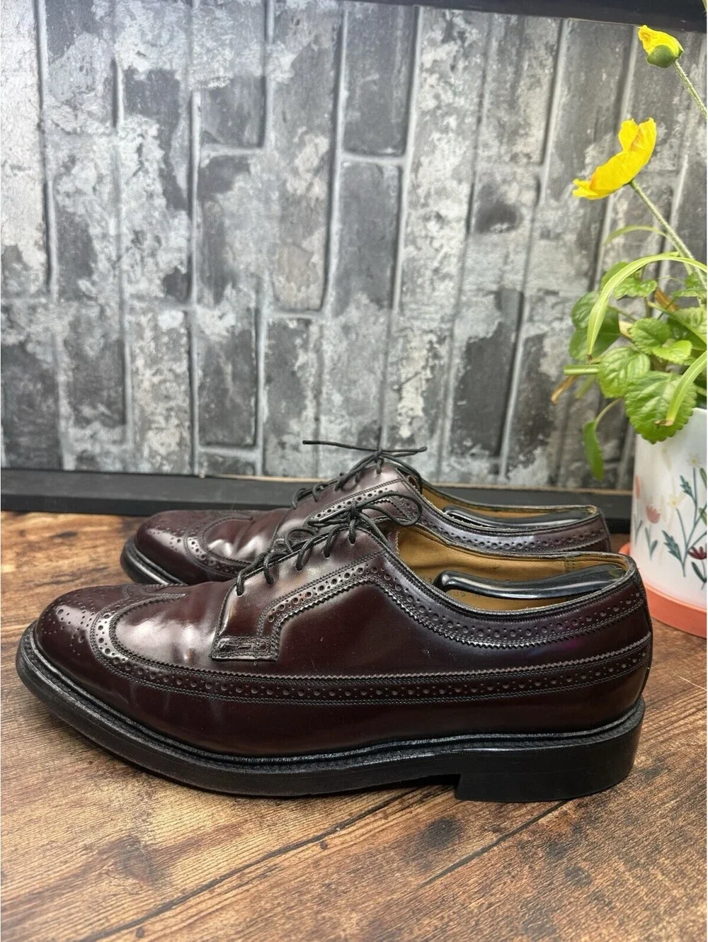 Vtg 1960s Florsheim Imperial 93605 Shell Cordovan Longwing 10.5 3E Green Lab